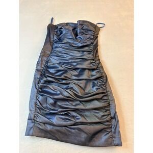y2k‎ Cache Black Metallic Ruched Strapless Party Cocktail Dress Size 8